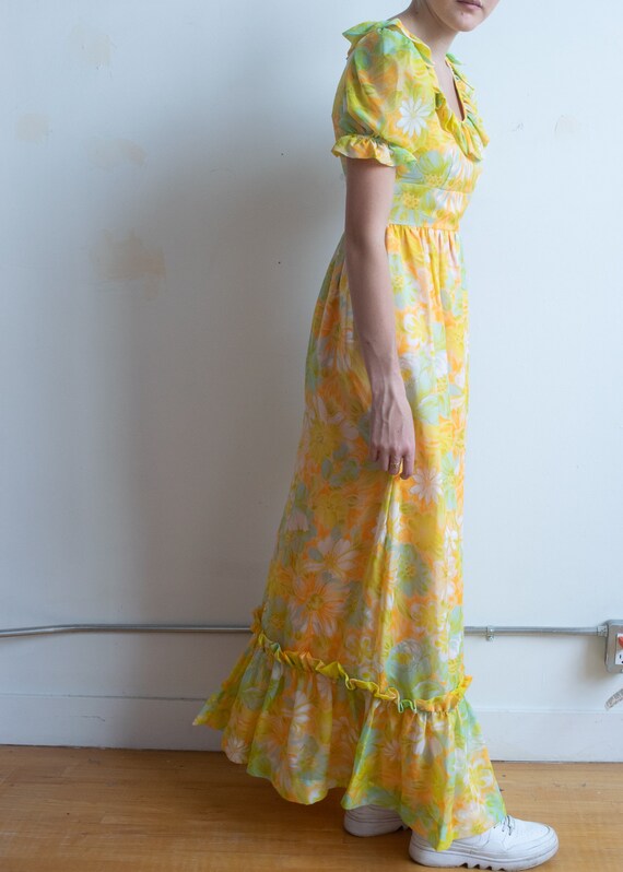 Vintage 60's Handmade Yellow Floral Dress - image 7