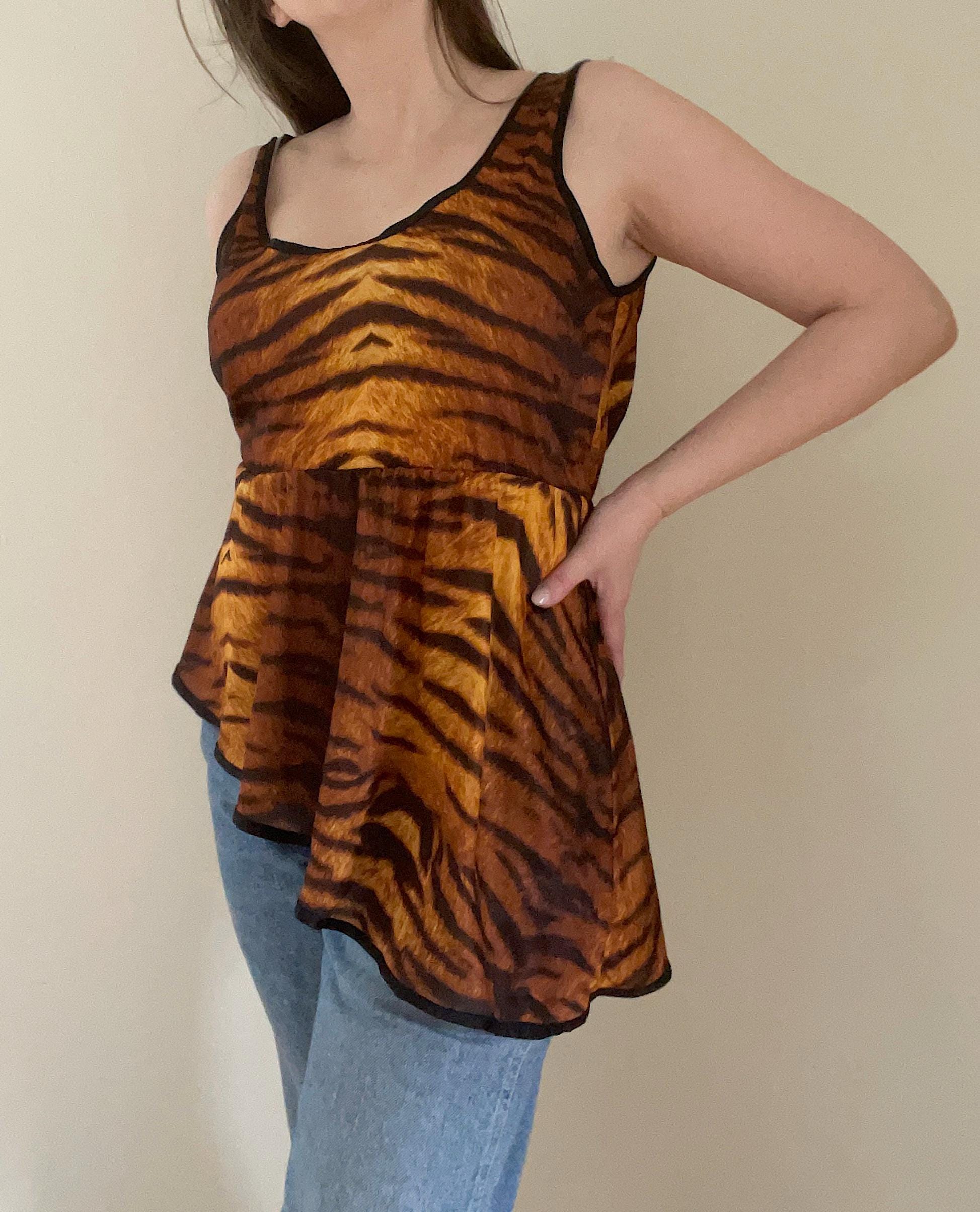 True Vintage 80's Tiger Print Asymmetrical Tank Blouse