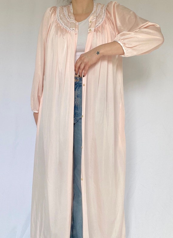 Vintage 60's Linda Lingerie Semi Sheer Pink Robe