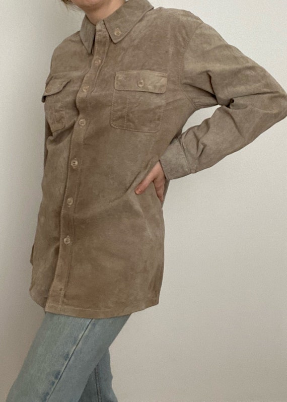 Grey Suede Button-Down