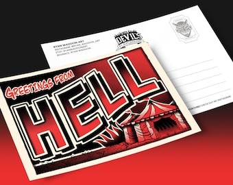 GREETINGS FROM HELL - Pack of 3 A6 Postcards