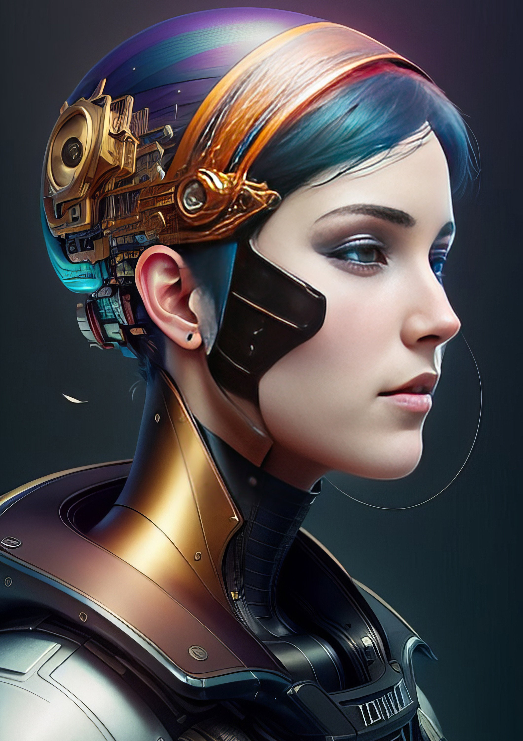 Premium Photo  A fictional portrait of a scifi cyberpunk girl