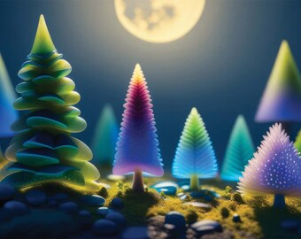 Mystical 3D forest. Generated by Ai