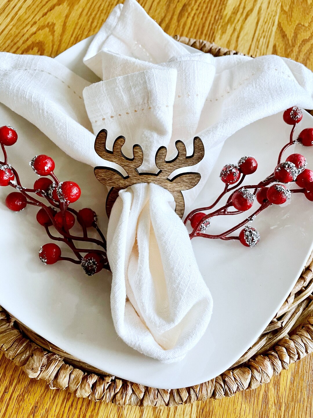 Reindeer Napkin Rings Christmas Napkin Rings Christmas Etsy