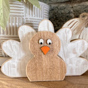 Handmade Wooden Turkey Decor | Rustic Thanksgiving Turkey Shelf Sitters | Farmhouse Fall Table Decor | Thanksgiving Turkey | Fall Wood Decor