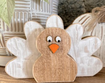 Handmade Wooden Turkey Decor | Rustic Thanksgiving Turkey Shelf Sitters | Farmhouse Fall Table Decor | Thanksgiving Turkey | Fall Wood Decor