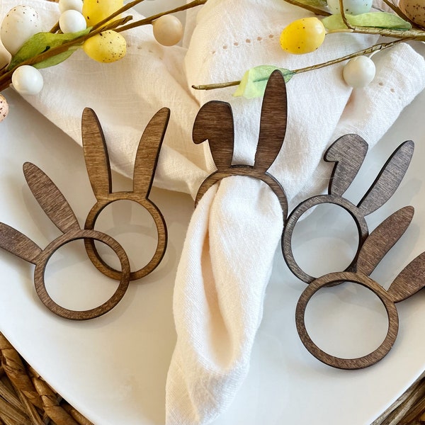 Bunny Napkin Rings | Easter Napkin Rings | Easter Table Decor | Spring Table Decor | Easter Place Setting | Wood Napkin Rings | Easter