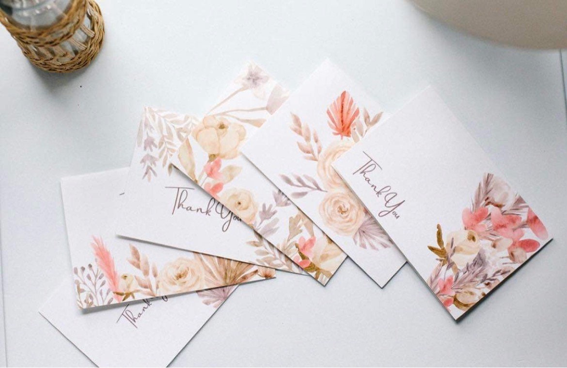 Boho Floral Thank You Cards Set of 30 With Envelopes and Stickers ...
