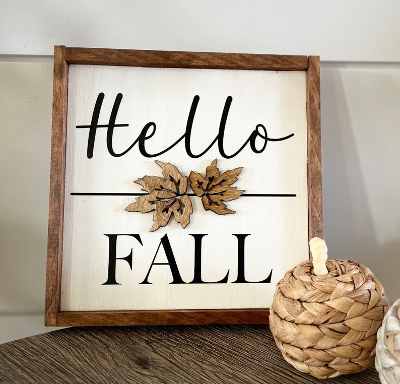 Hello Fall Sign | Hello Fall | Fall Decor | Fall Wall Art | Fall Decorations image 2