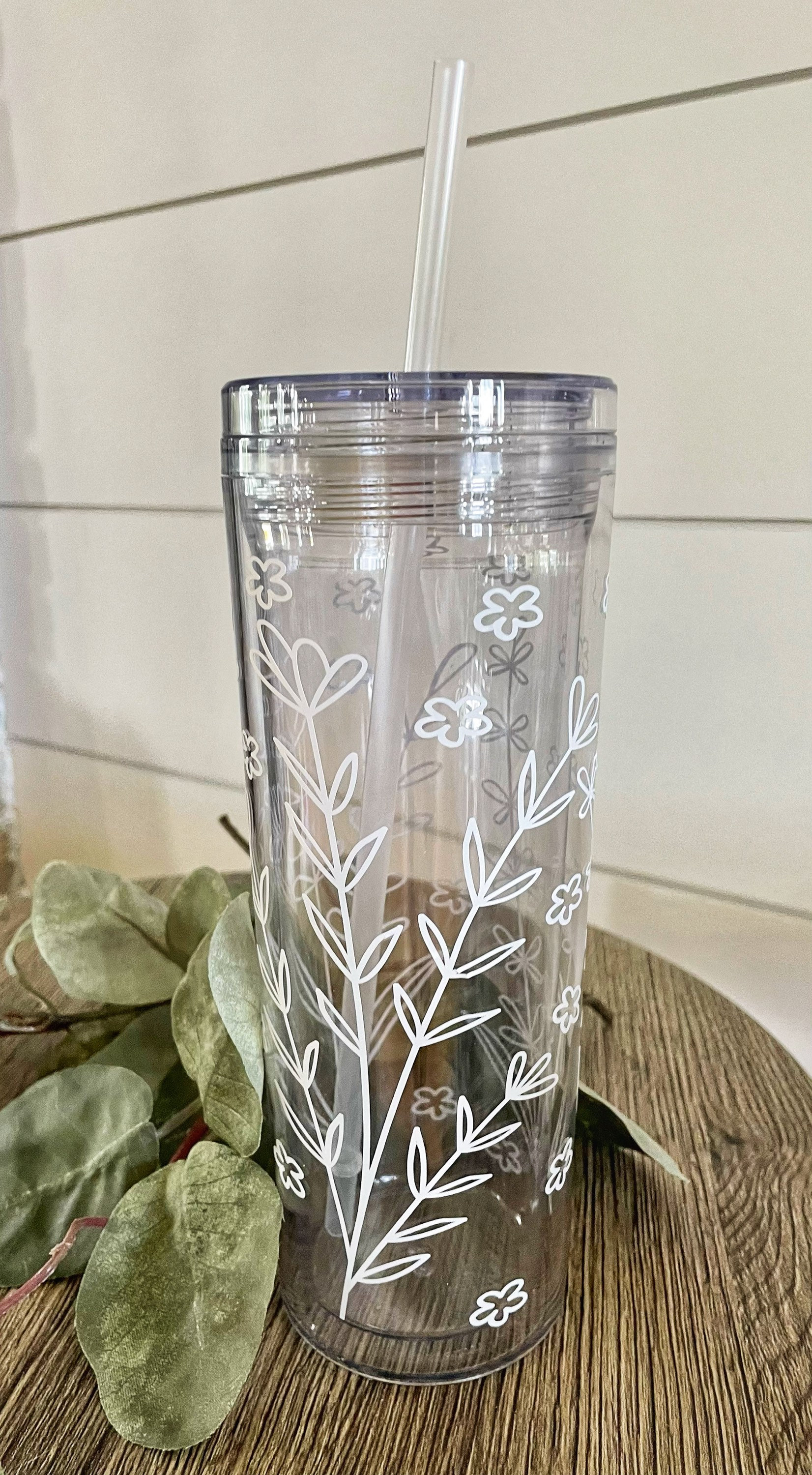 Cupture Acrylic Mason Jar Tumbler Mugs with Lids & Straws - 20 oz, 6 Pack  (Warm Blossom)