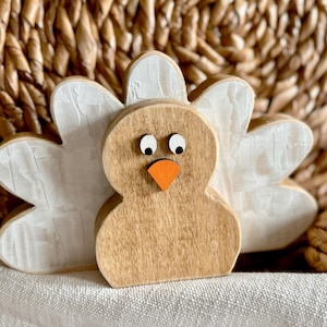 Handmade Wooden Turkey Decor | Rustic Thanksgiving Turkey Shelf Sitters ...