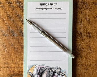 Greyhound to do list, Greyhound note pad, Dog to do list, Lurcher to do list, Greyhound stationery, Greyhound owners, Sighthound note pad