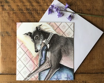 Lazy greyhound card, greyhound cards, Greyhound gifts, greyhound owners, sighthound cards, galgo cards, whippet cards, lurcher cards