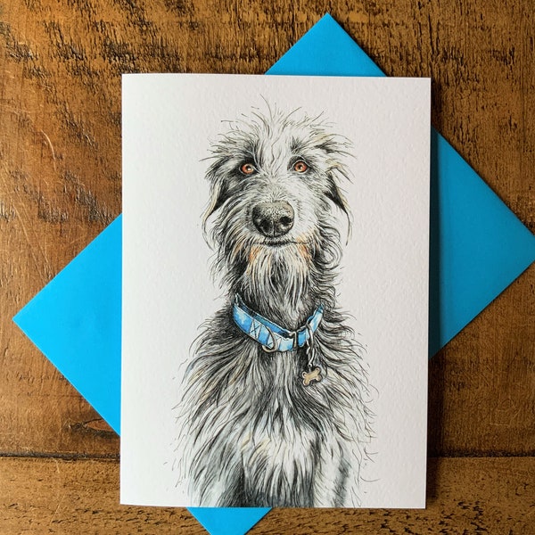 Deerhound card, Scottish Deerhound car, Deerhound gifts, Lurcher card, scruffy lurcher card, Lurcher gifts, scruffy dogs, dog cards