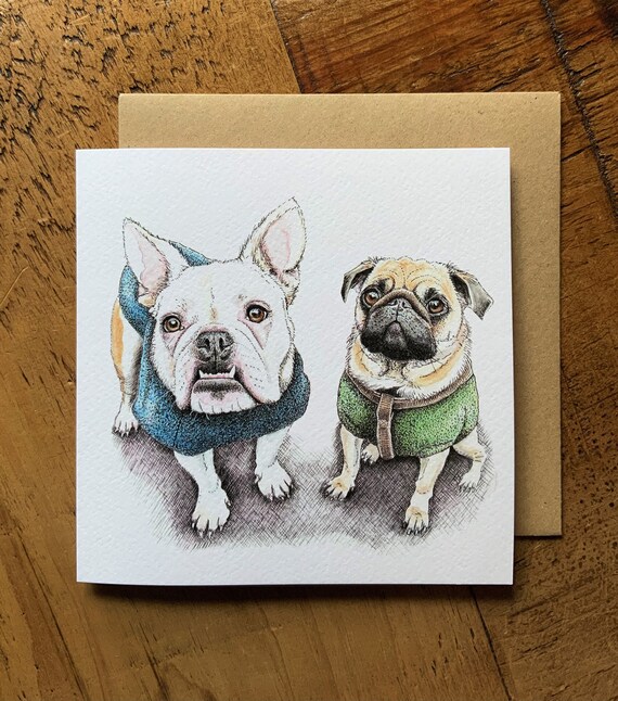 FRENCH BULLDOG PUG MASTIFF & BULLDOG LOVELY DOG GREETINGS NOTE CARD FRENCH BULLDOG PUG MASTIFF & BULLDOG LOVELY DOG GREETINGS NOTE CARD