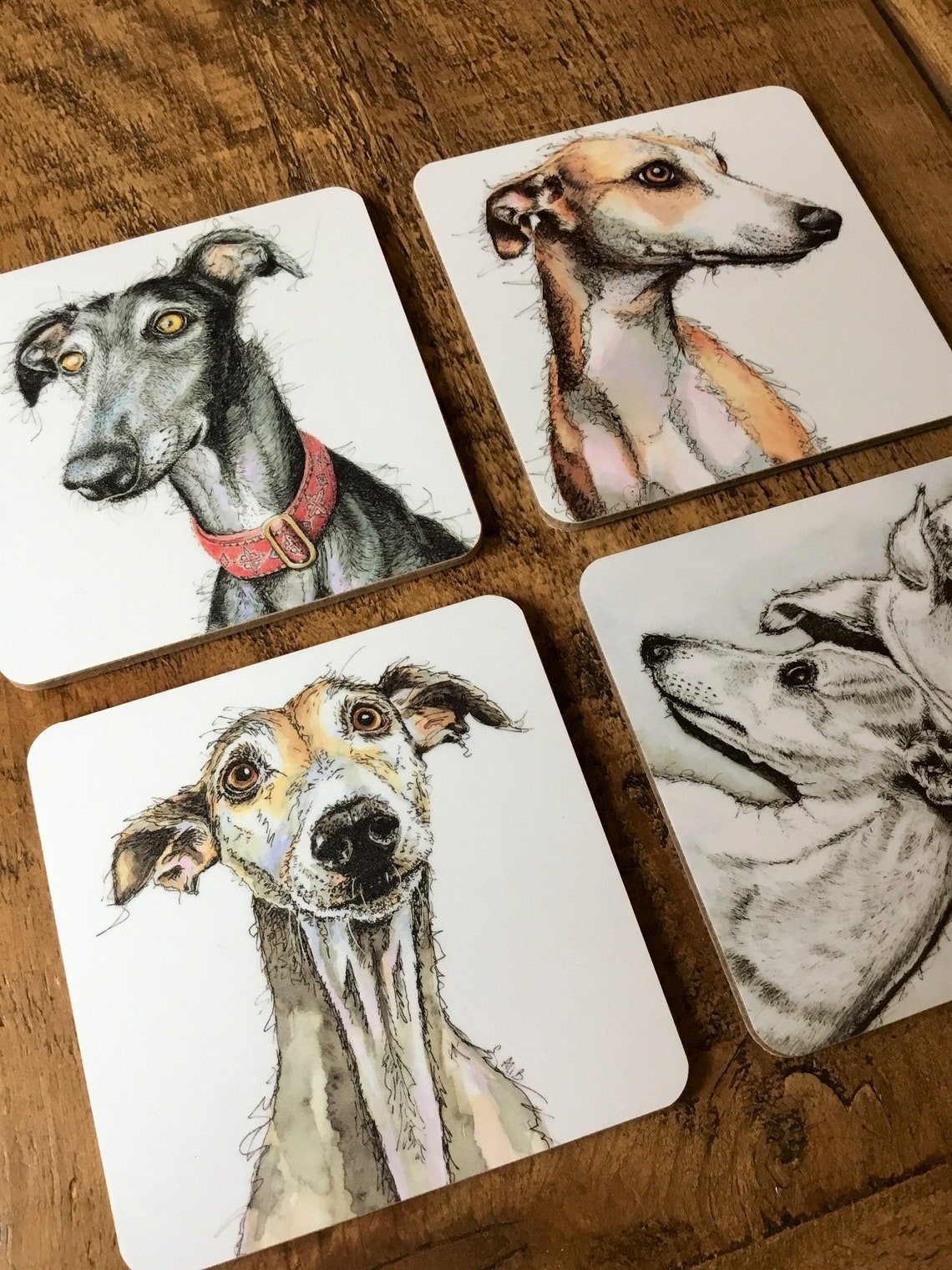 Greyhound Coasters Galgo Coasters Lurcher Coasters Etsy