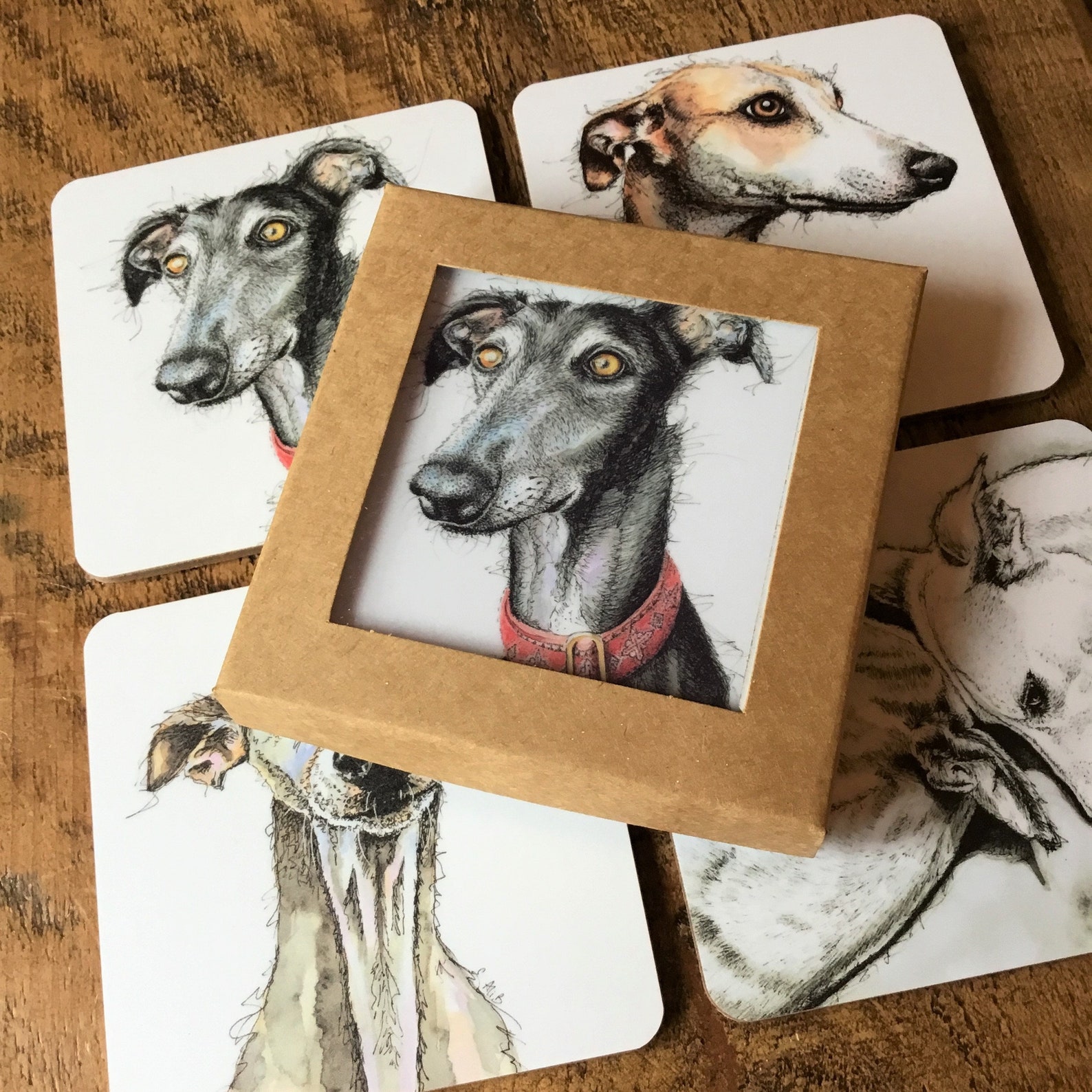 Greyhound Coasters Galgo Coasters Lurcher Coasters Etsy