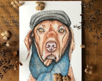 Vizsla Card, Labrador Card, Ridgeback Card, Dogs in hats, Funny dog cards, gundogs, gamekeeping, Fathers day card