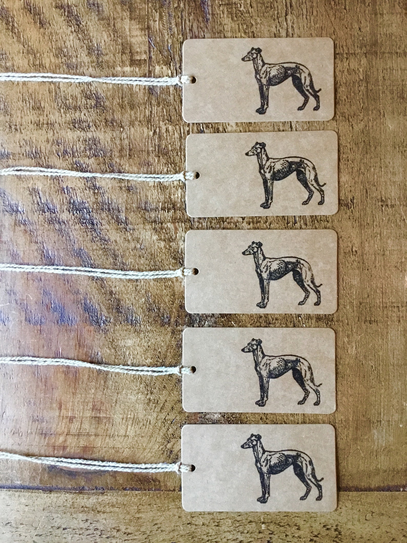 Greyhound Gift Tags Set of Five Greyhound Parcel Tags Etsy UK