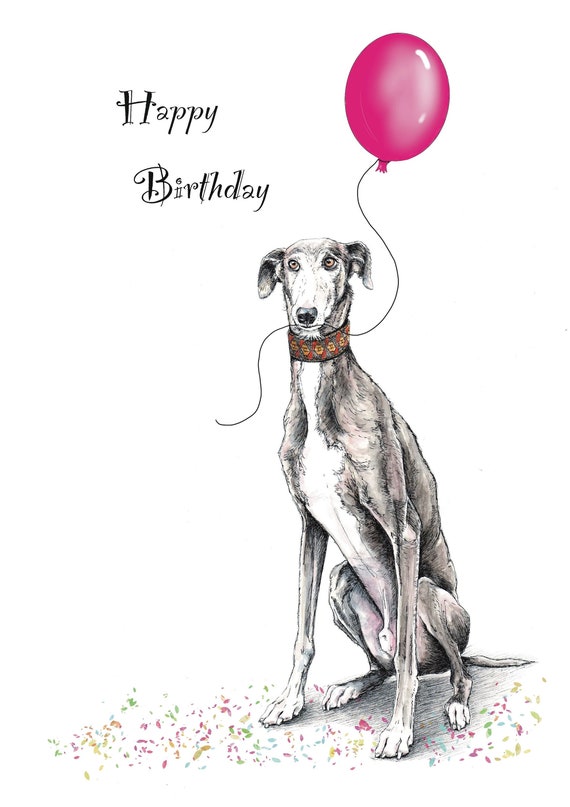 Bryn Parry Lurcher Dog Grußkarte – A5, Mit Braunem Diamantschliff-Umschlag, Innen Blank