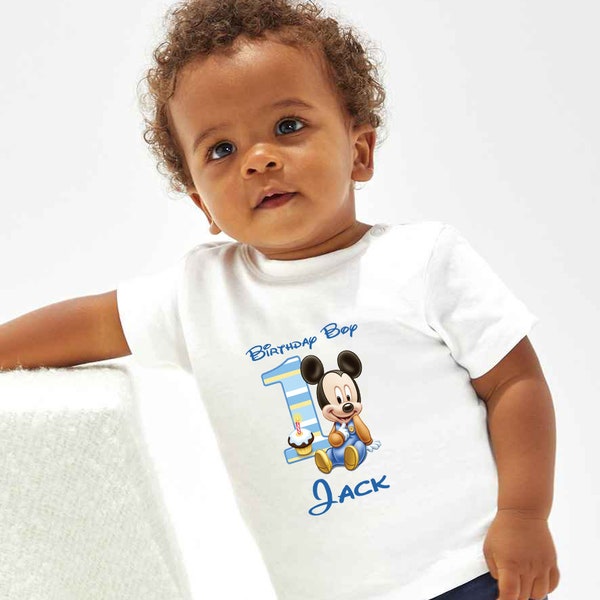 Personalised Mickey or Minnie Themed 1st Birthday - T Shirt |Baby Grow or Bib | Personalised | Keeps Sake | Gift