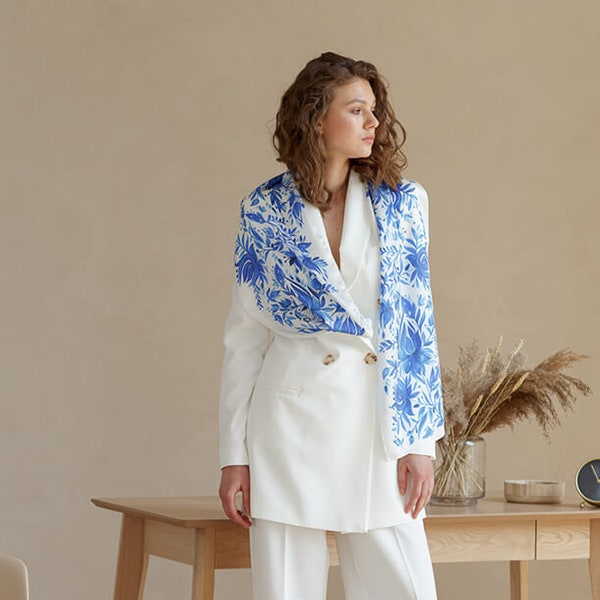 Boho handgeschilderde zijden sjaal, bloemensjaal, Dreams-collectie