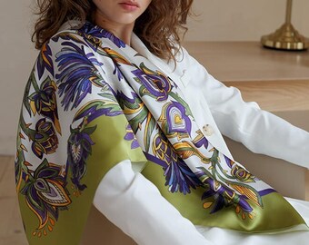 Bohemian Hand-Painted Silk Shawl: Artichoke Collection