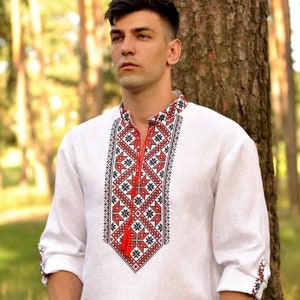 Shirt Ukrainian Vyshyvanka Embroidered Men's Embroidered - Etsy