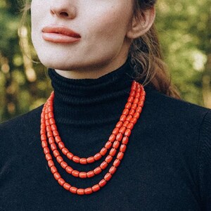 Red Ukrainian Traditional necklace Jewelry Ethnic ceramics  Necklace of antique fireplace beads Gift for Her for Girl Gift for Christmas