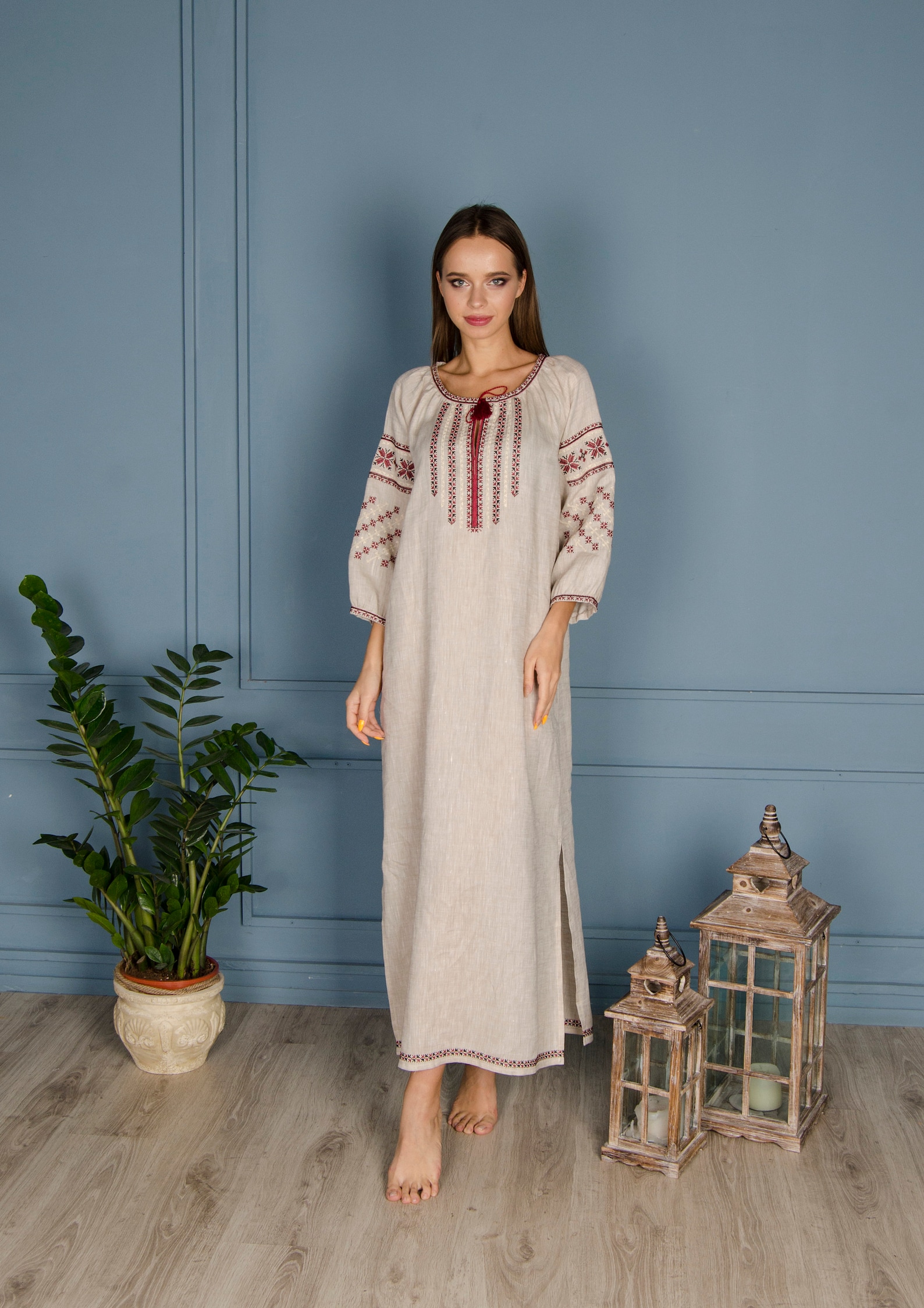 140 Dress Ukrainian Vyshyvanka Dress Embroidered Women Etsy