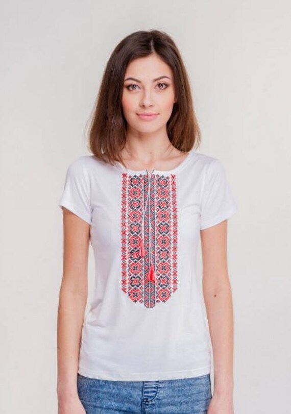 Ukrainian vyshyvanka tshirt embroidered women shirt gift  etsy