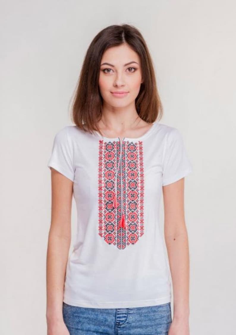 Ukrainian Vyshyvanka Tshirt Embroidered Women Shirt Gift Etsy