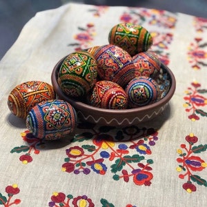 HANDMADE pysanky Set 6 Easter wooden eggs, Ukrainian traditional pysanky, Hand painted ornament eggs, Ukraine souvenir and gift Hand made