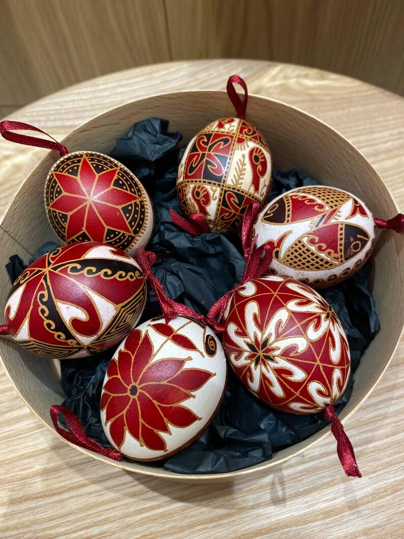 Small Hand File Set Real Chicken Hand-painted Ukrainian Pysanka Egg Set, Traditional ...