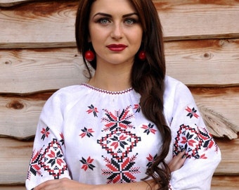 2024 White Ukrainian Vyshyvanka blouse. Embroidered Women Shirt. Embroidery. Vyshyvanka shirt, Gift for Her, Embroidered Blouse, Christmas