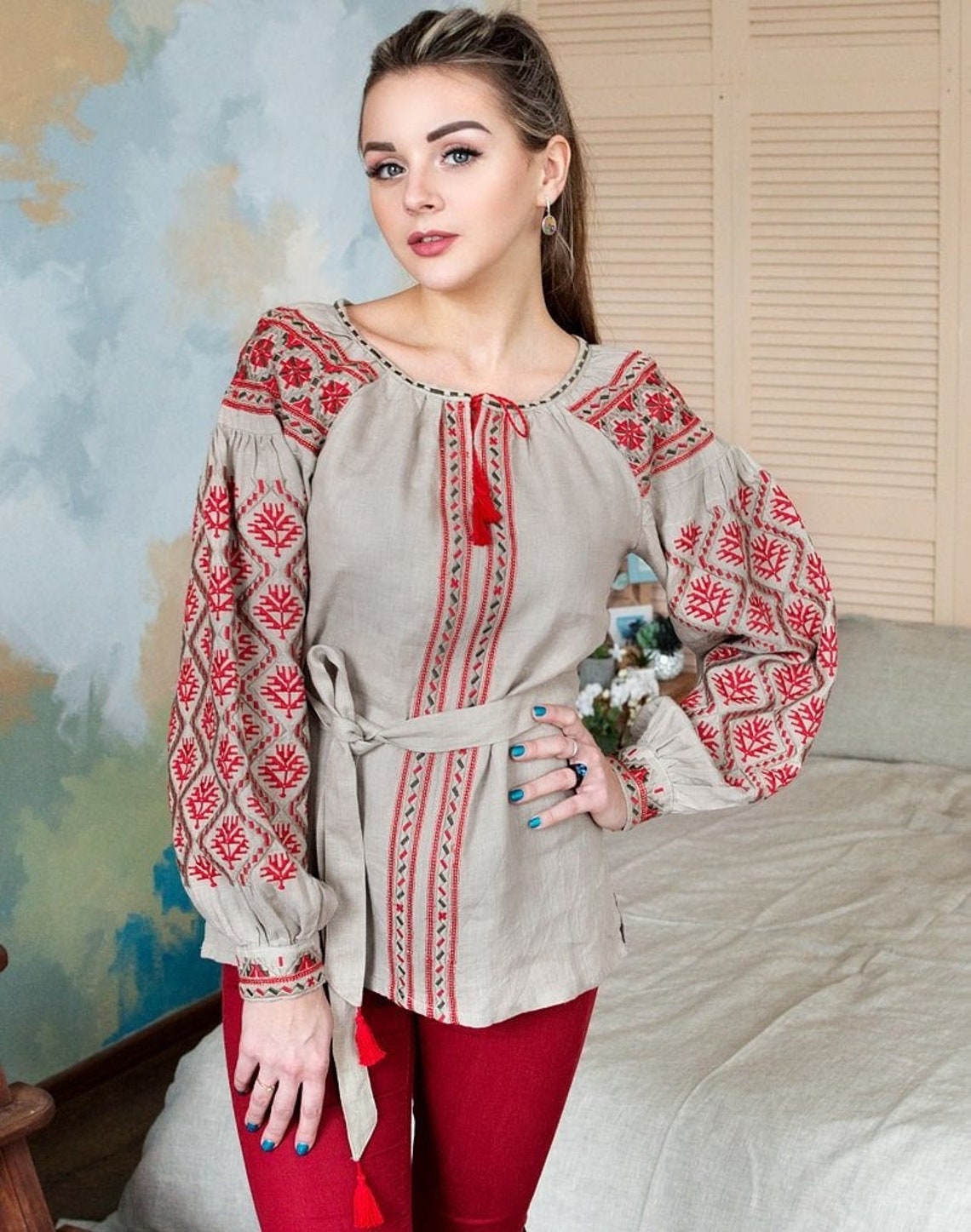 Linen Embroidered Blouse Ukrainian Vyshyvanka Blouse. Women | Etsy
