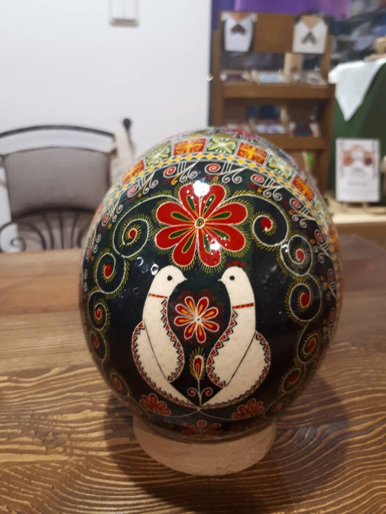 Gift for ChristmasOstrich egg Pysanka traditional Ukrainian pattern Easter Gift for Her Gift for HimGift for Easter Gift for Christmas image 2