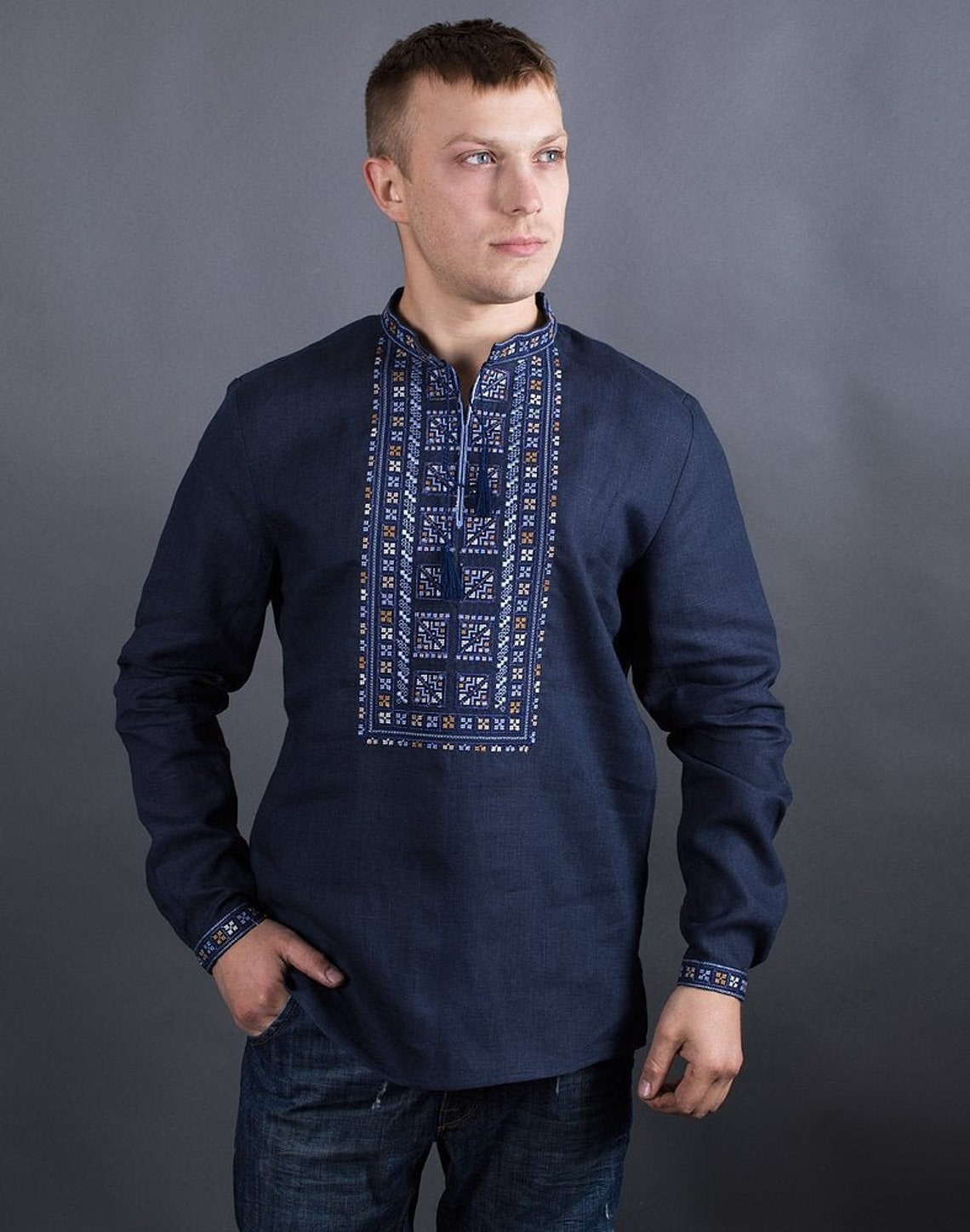 Linen Shirt Ukrainian Vyshyvanka Embroidered Men's | Etsy