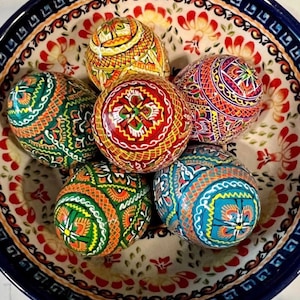 Set 6 Easter wooden eggs, Ukrainian traditional pysanky, Hand painted ornament eggs, Ukraine souvenir and gift Hand made painting