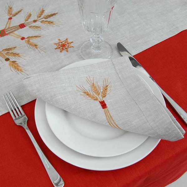 Geborduurd linnen servet Didukh 40*40 СМ Oekraïense servetten Cadeau voor vrouw Cadeau voor moeder, cadeau voor haar