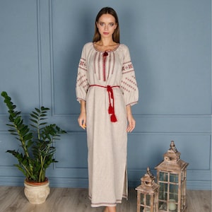 Dress Ukrainian Vyshyvanka, Dress Embroidered, Women Dress, Linen Dress Gift for Christmas Ukrainian Vyshyvanka Dress, Gift for Her