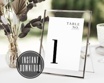 Minimalist Printable Table Numbers 1-20, Wedding Table Numbers, Seating Chart, Calligraphy, 4x6, 5x7
