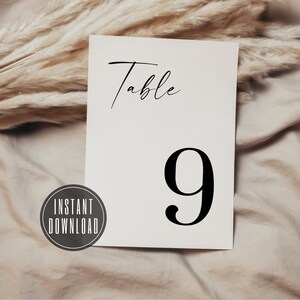 Printable Simple Table Numbers 1-20, Wedding Table Numbers, Seating Chart, Calligraphy, 4x6, 5x7