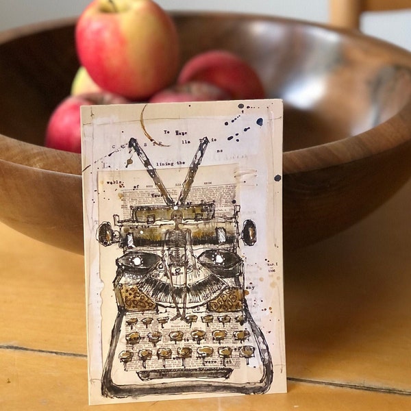 POSTALES DE MÁQUINA DE ESCRIBIR, con ilustraciones originales de Sondra Holtzman