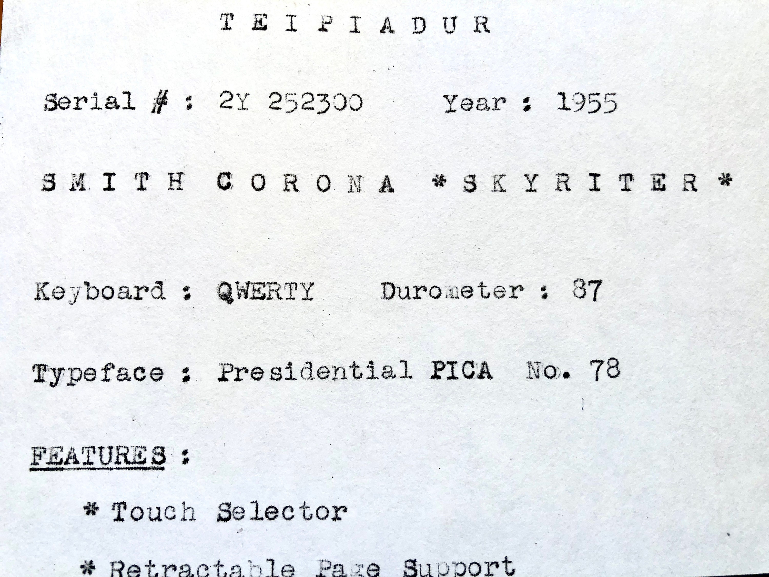 Smith Corona SKYRITER, 1955 *ULTRA-PORTABLE* Working Manual Typewriter