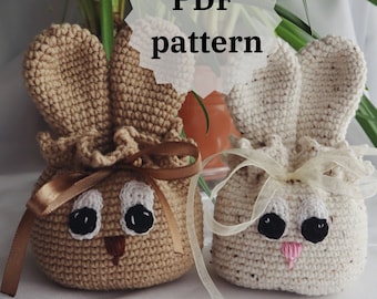Crochet Pattern in ENG Easter Bunny Gift Bag/ Bunny Treat Bag