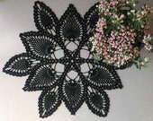 Vintage Round Black Crochet Lace Doily