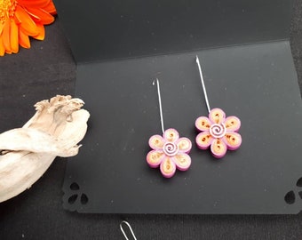 earrings, flowers, color, paper