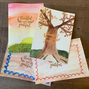 Handgemaakte Thanksgiving set van 4 kaarten gemaakt door 9 jaar oude Artisan