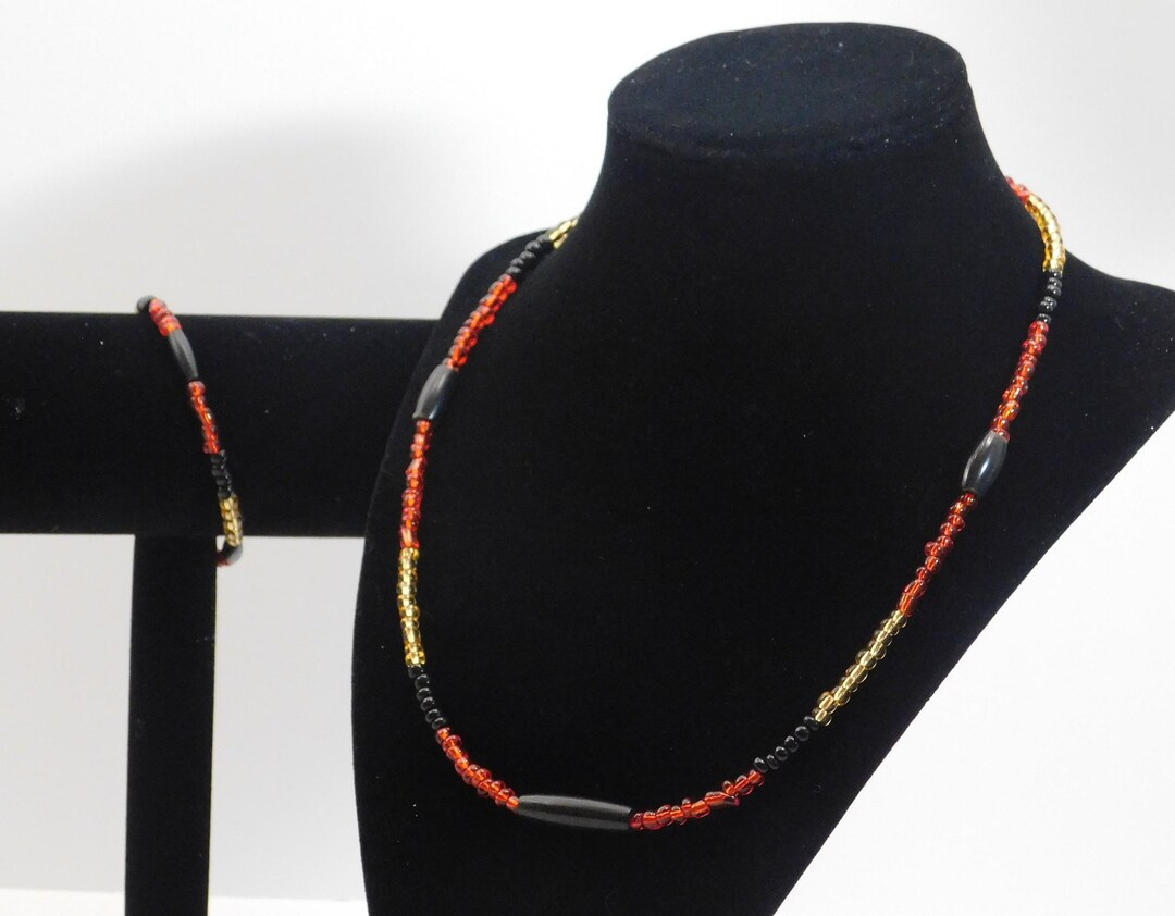 Glass Ebead Black Hair Pipe Native American Style Necklace Etsy